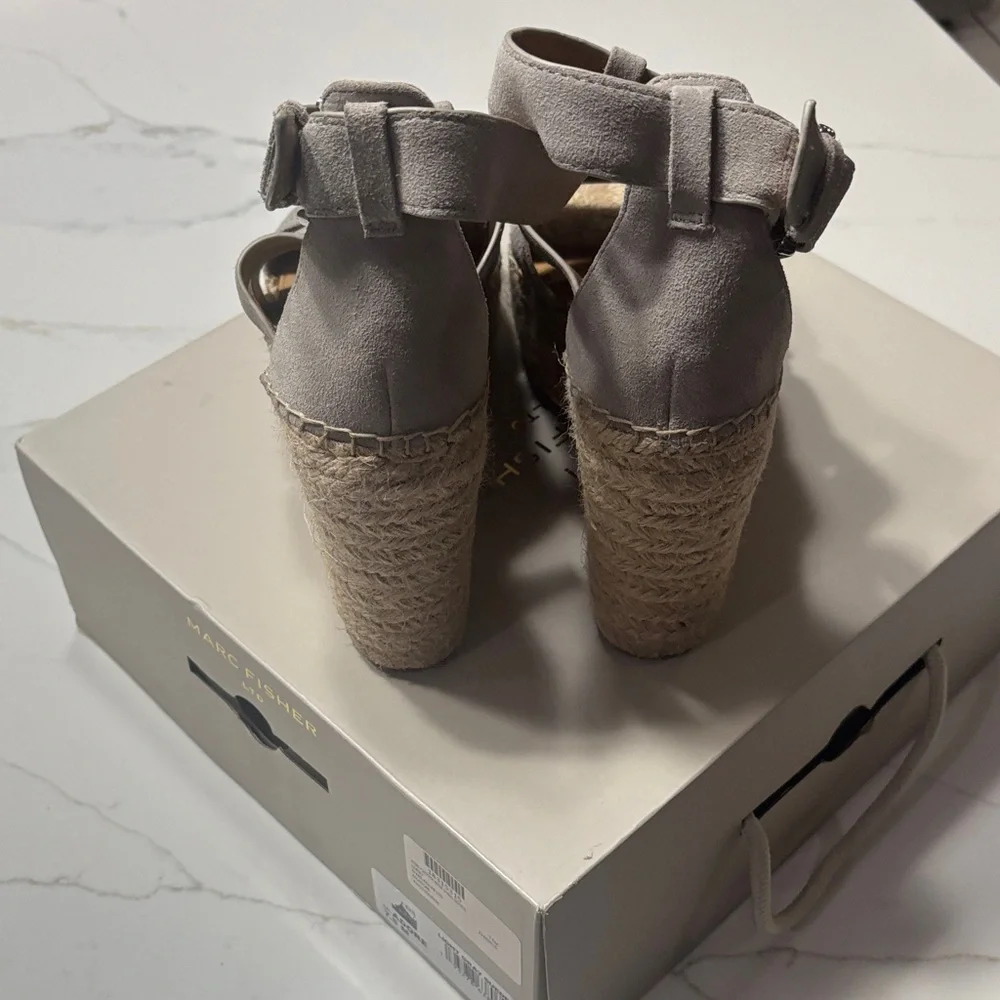 Marc Fisher Light Gray Wedge Sandals